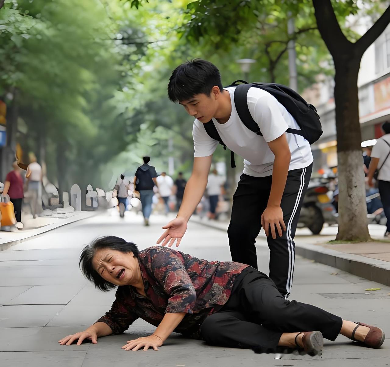 一天傍晚我在街上闲逛，路边一位老人重重摔在地上，整个人瘫在地上半分都动弹不得，周