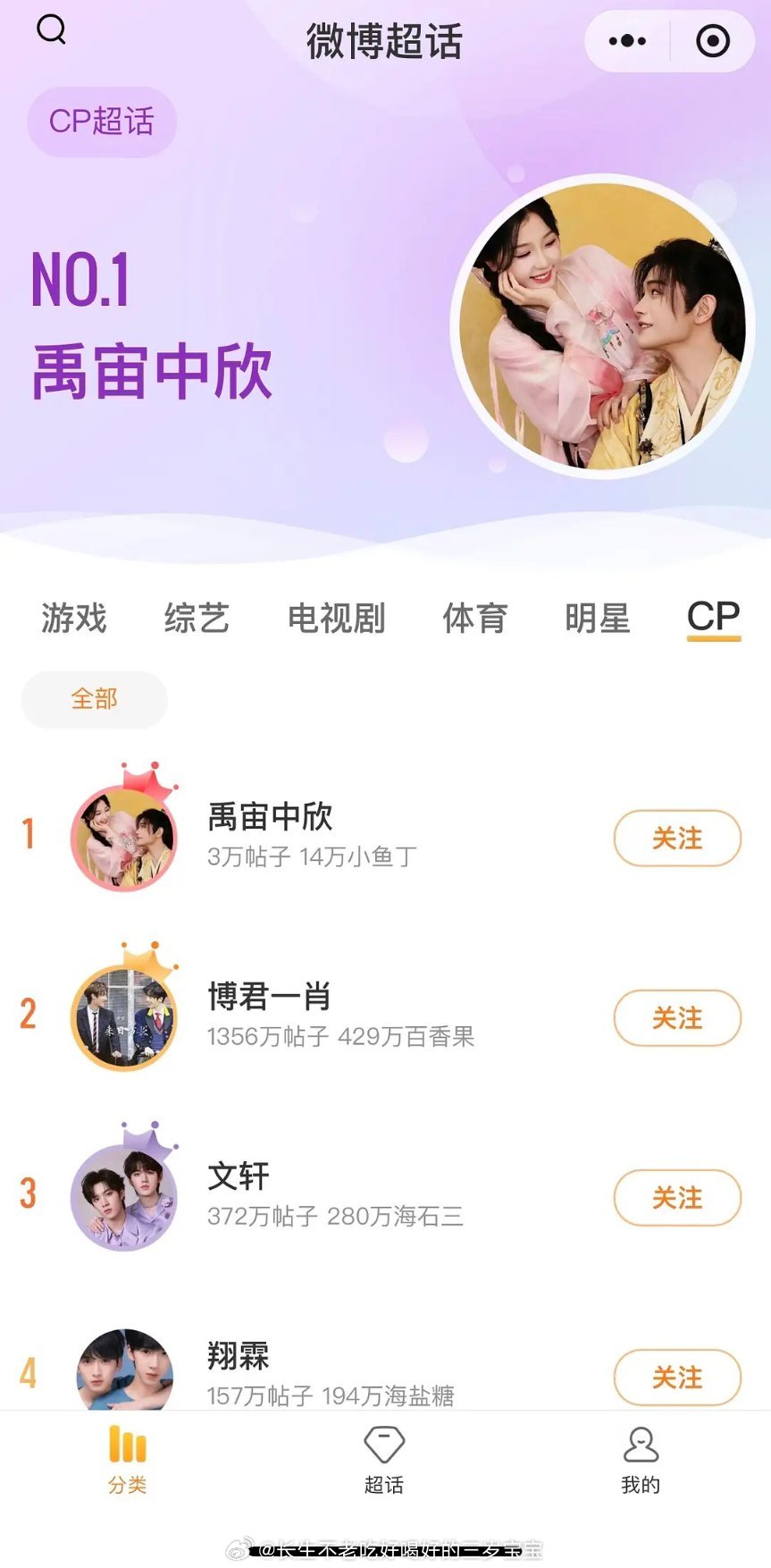 禹宙中欣CP榜第一了居然有这么多人磕真人😂，还能三搭吗？ 