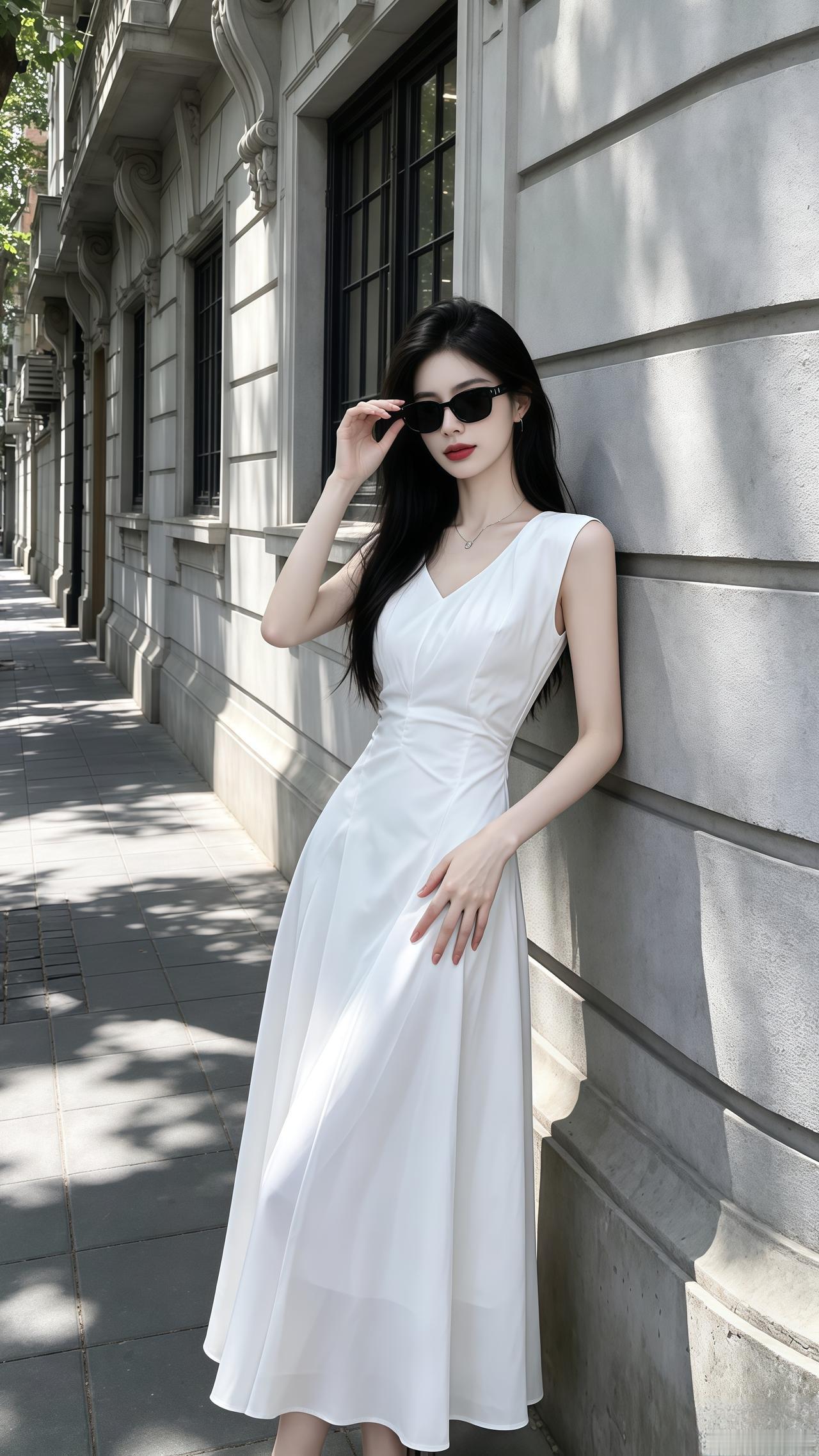 穿搭 又美又飒 高级感穿搭 夏日穿搭白色连衣裙 连衣裙