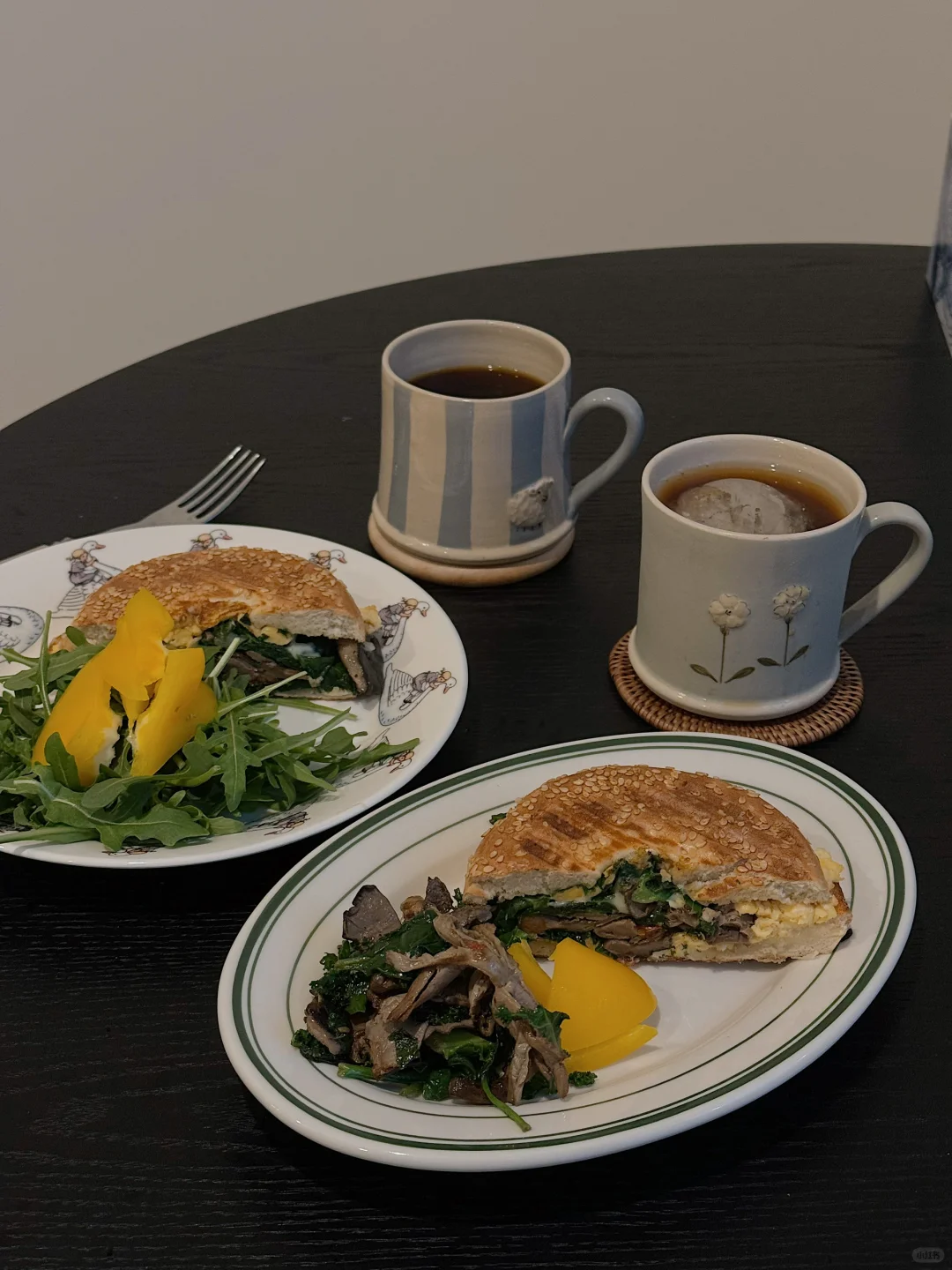 芝士炒蛋蘑菇bagel！🥯
