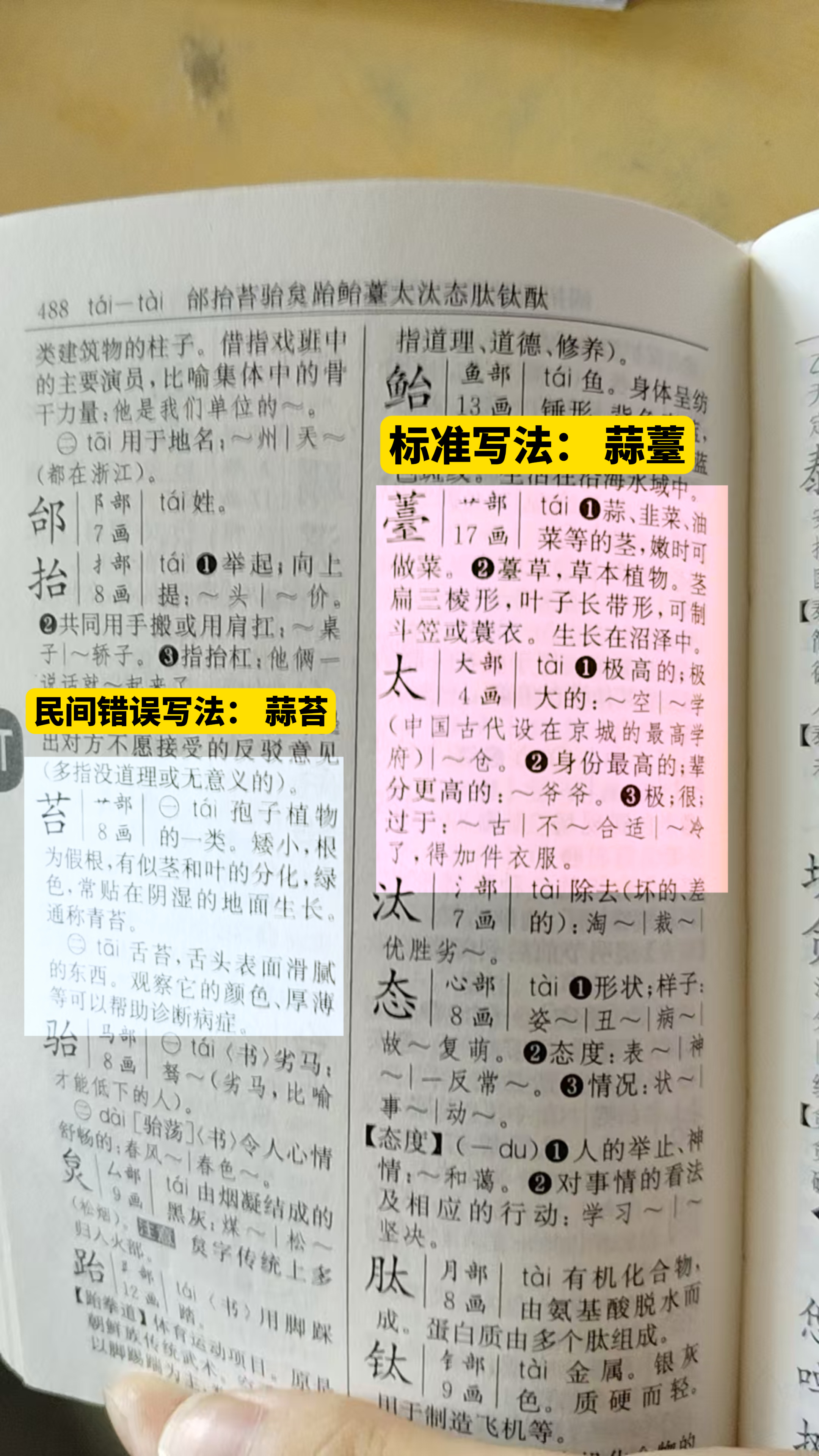 对不起，我写错了大蒜茎的标准规范写法是“蒜薹”，而“蒜苔”是民间写法，属于错误写