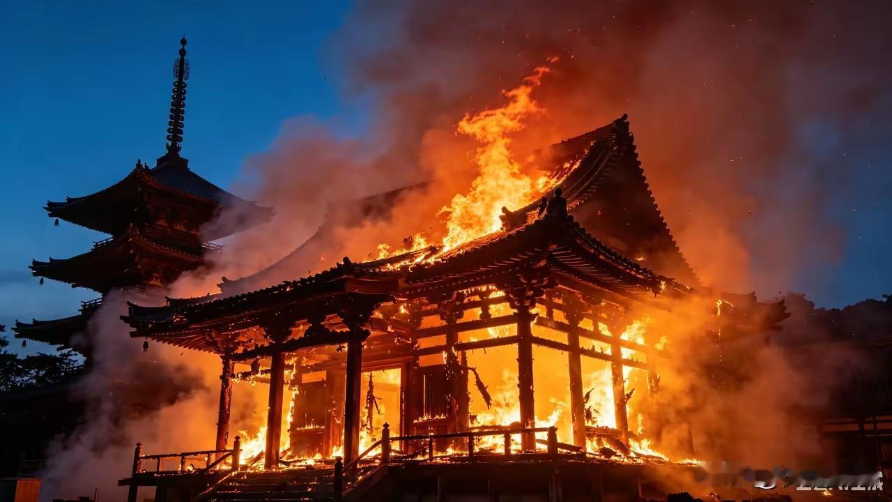 日本深夜一把大火，直接把一座近600年的日本国宝级寺庙烧成了废墟。
​出事的是日