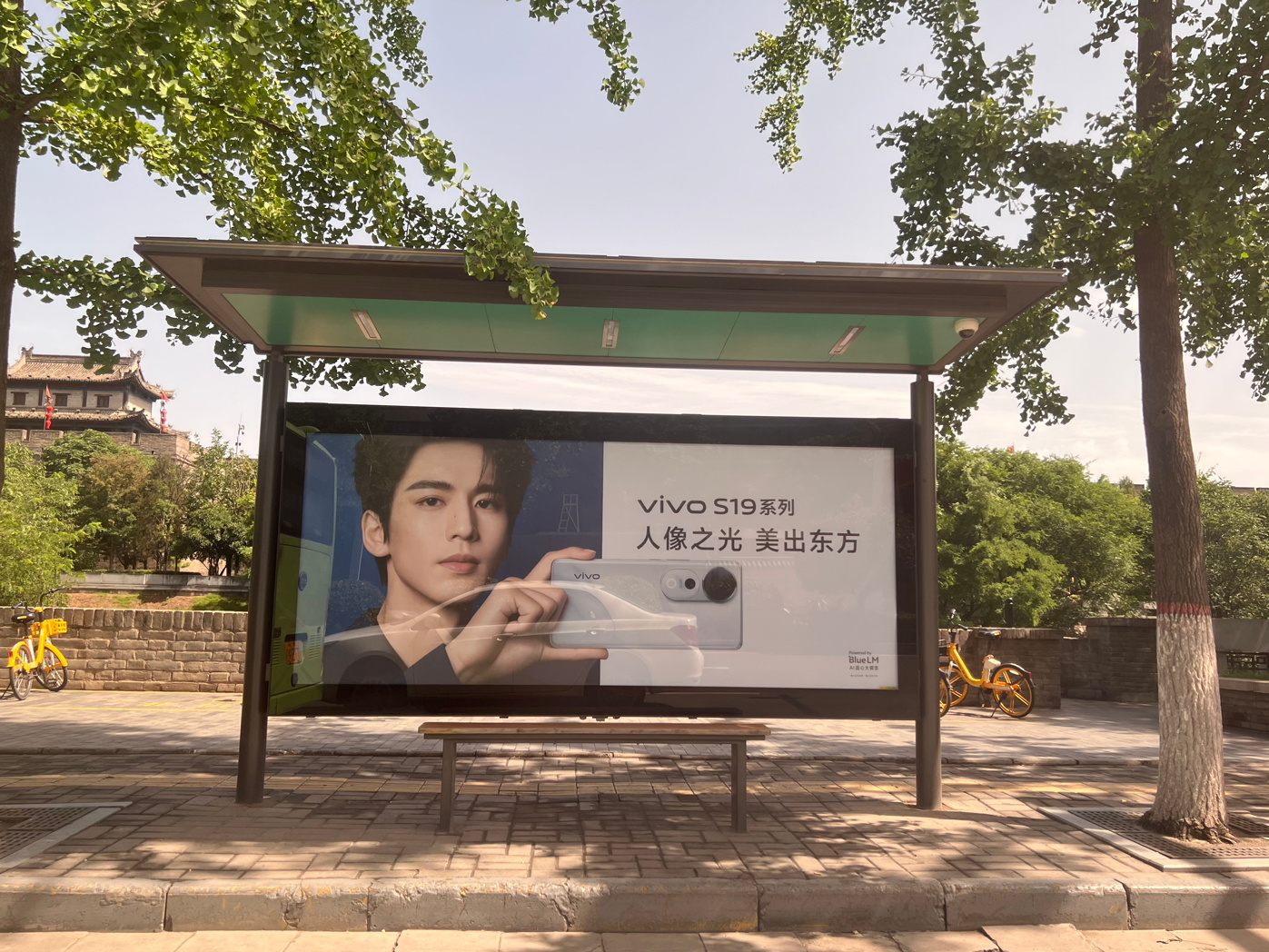 去车站的路上，看到今晚发布的vivo S19系列的广告牌，人像之光，美出东方[g