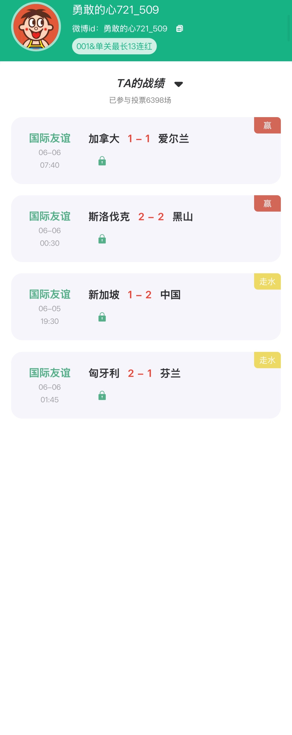【“猜球”——民间高手】去年单关亚军昨日竞彩爱尔兰、黑山2场全中。月榜第三连续7