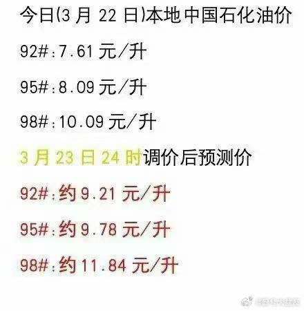 中国石化提示提前错峰加油好家伙，92油都9.21了！