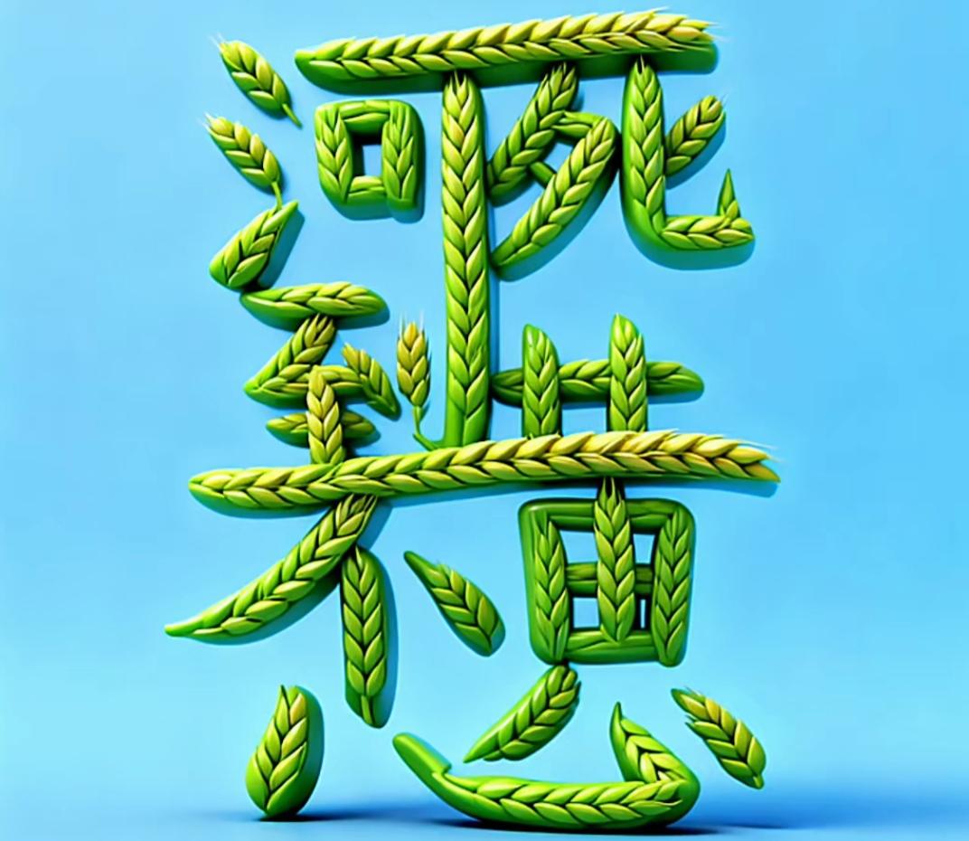 麦穗拼出汉字，创意满满！你看看这几个字怎么念？读出来听一下。[作揖][玫瑰]