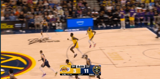 掘金队挑战 ，场面上掘金依旧在压制湖人。不过掘金挑战失败了。 湖人vs掘金