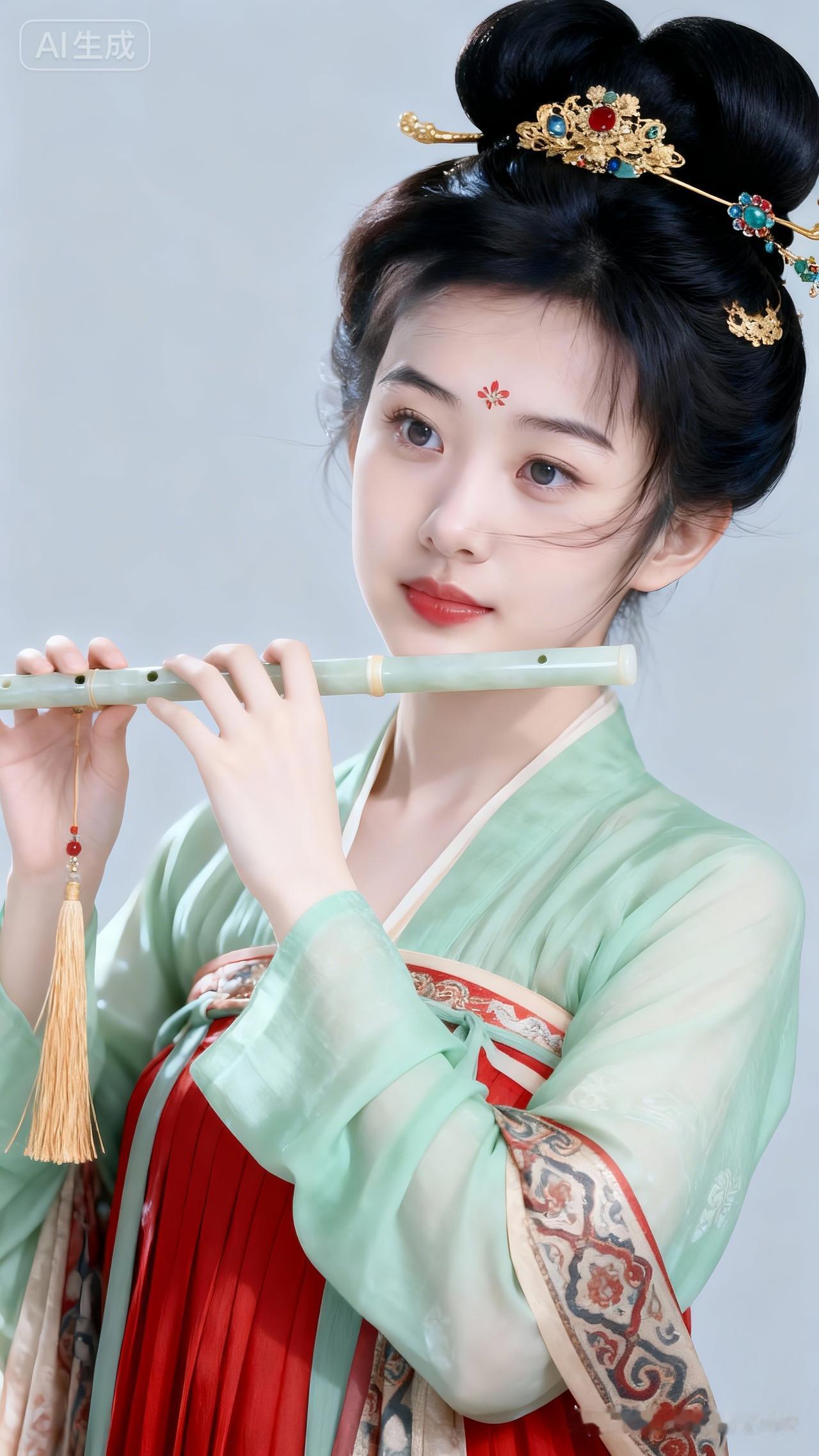 古风少女吹箫，韵味十足！🎵🌸