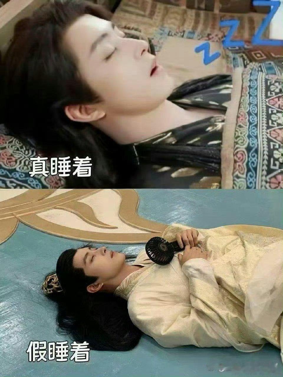 白鹿和敖瑞鹏真睡假睡还是能一眼看出来的