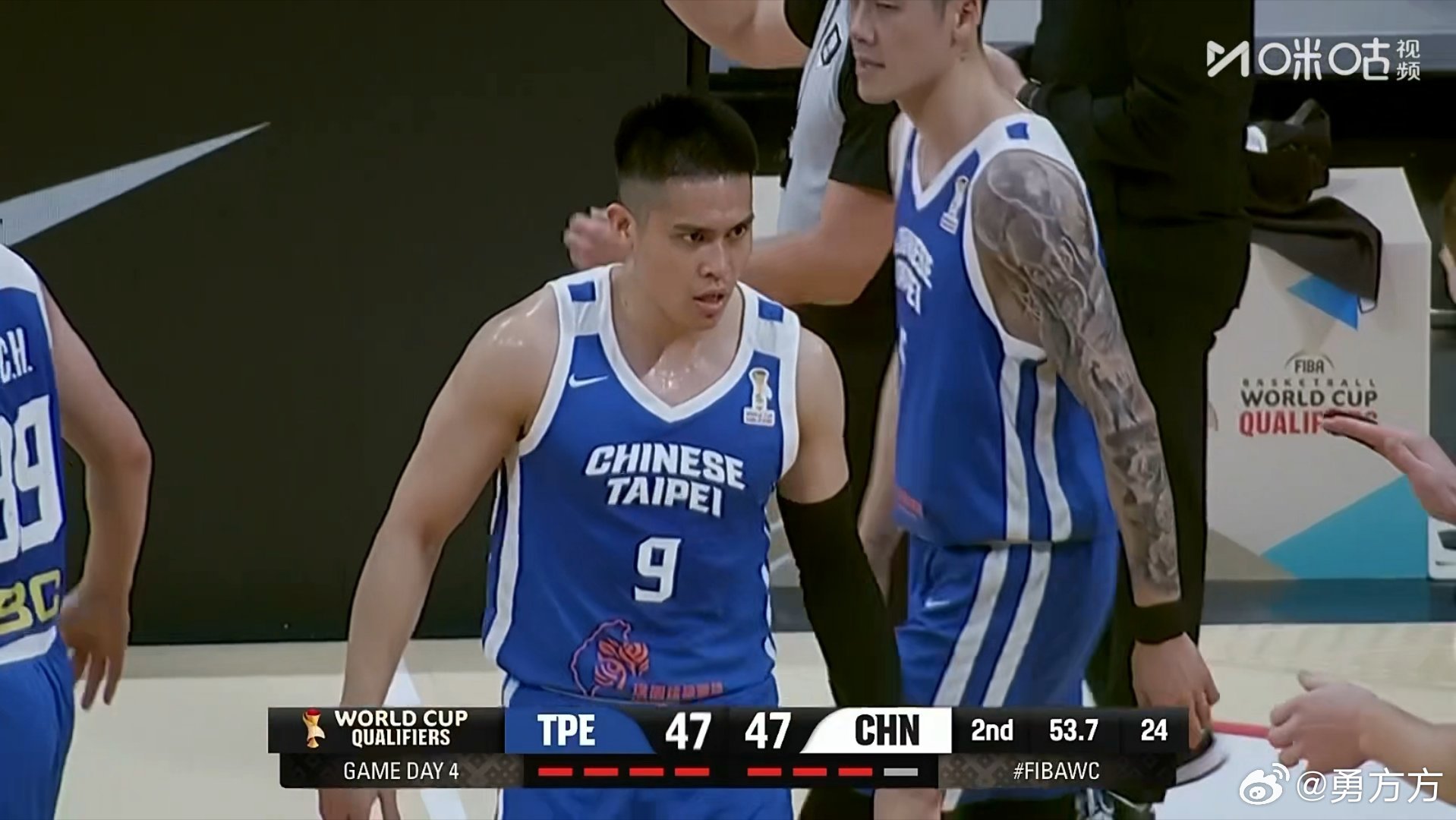 中国男篮vs中国台北男篮 盈骏这么横啊，2+1助球队反超比分，上半场7中5得到1