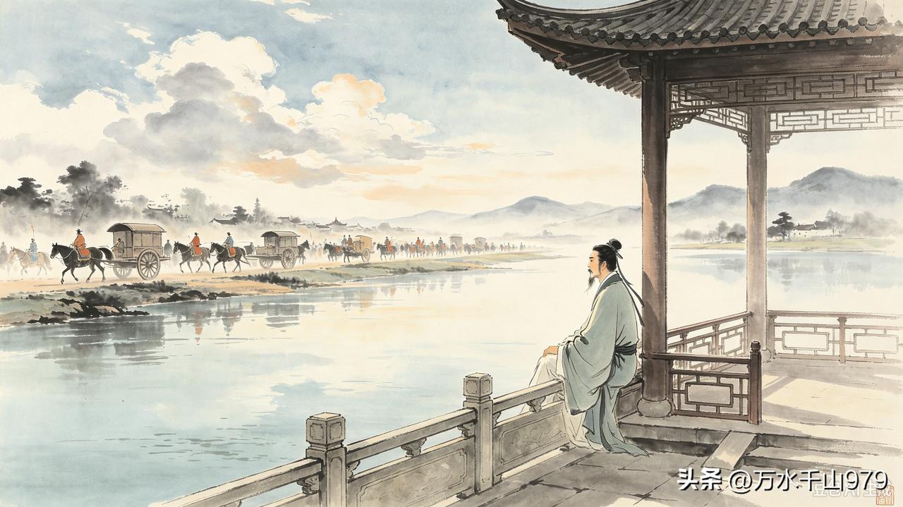 坐亭遐思
           一
闲坐滨河倚亭栏，
车马喧繁水自安。
静悟渐开