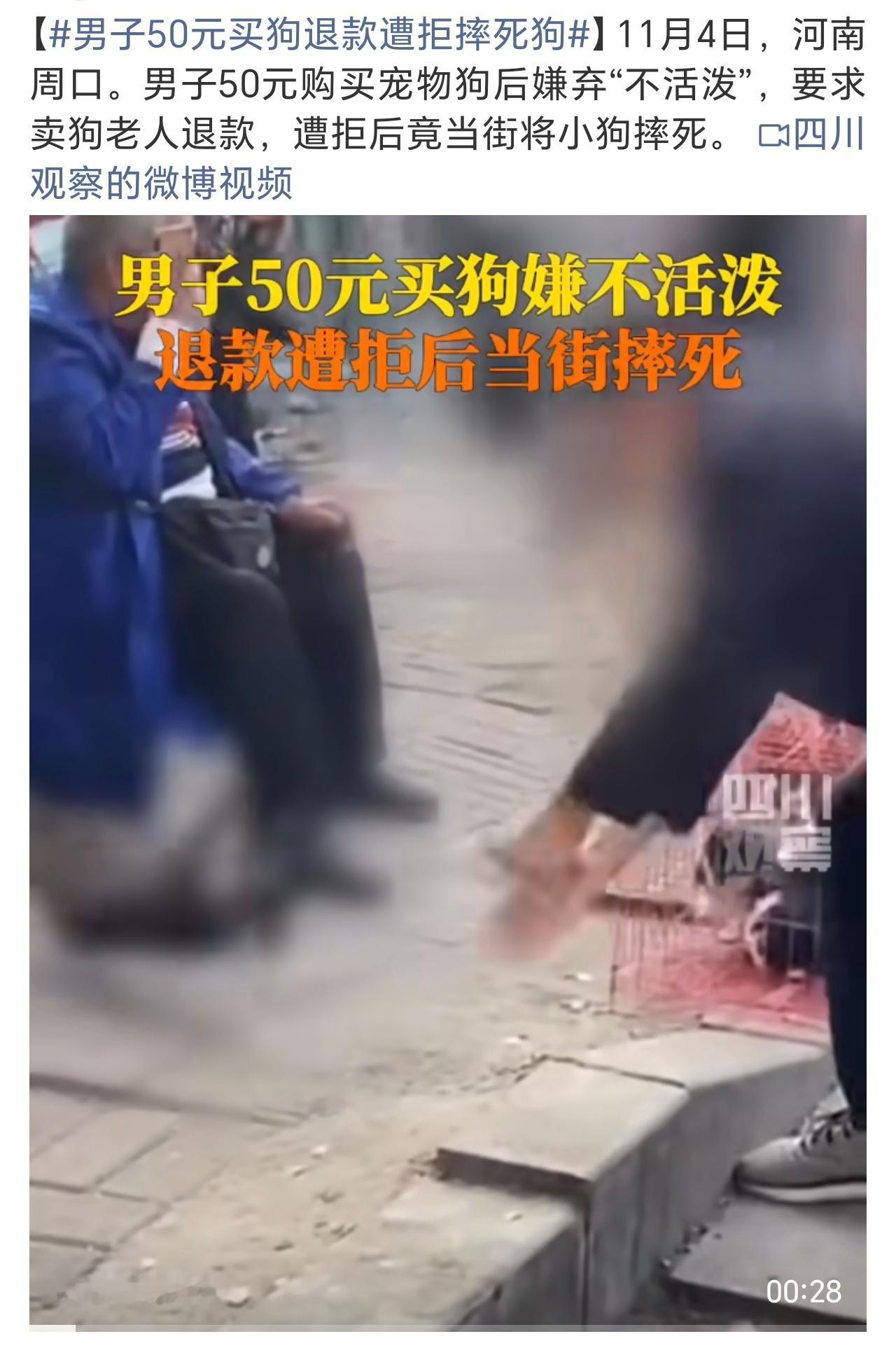 男子50元买狗退款遭拒摔死狗不积德哪来的福报，自有天收……[怒骂][怒骂][怒骂