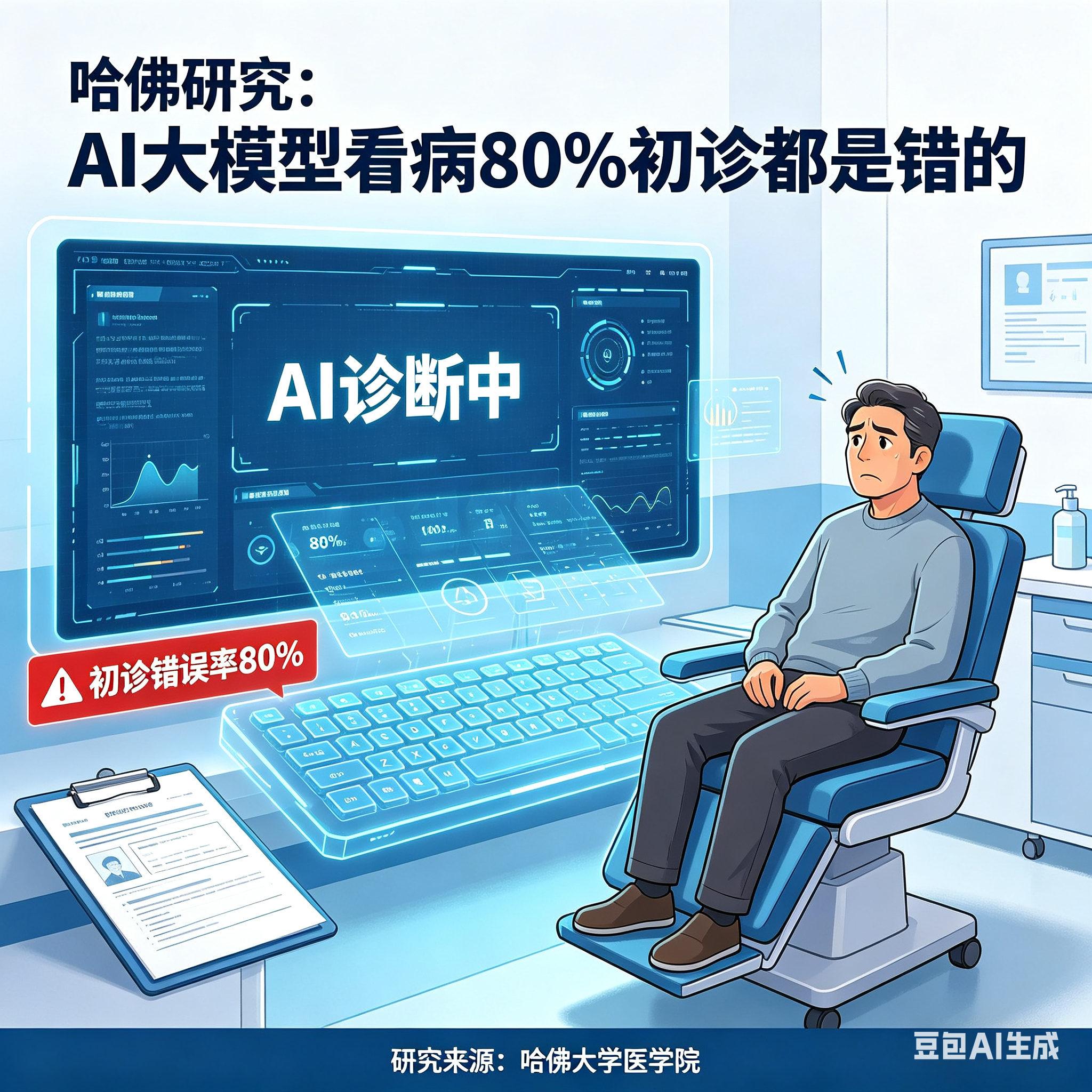 【#哈佛研究称AI看病8成初诊都是错的#】美国哈佛医学院的一个研究团队评估了20