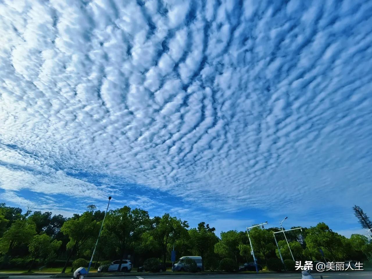 早起抬头，看看天空给的浪漫！