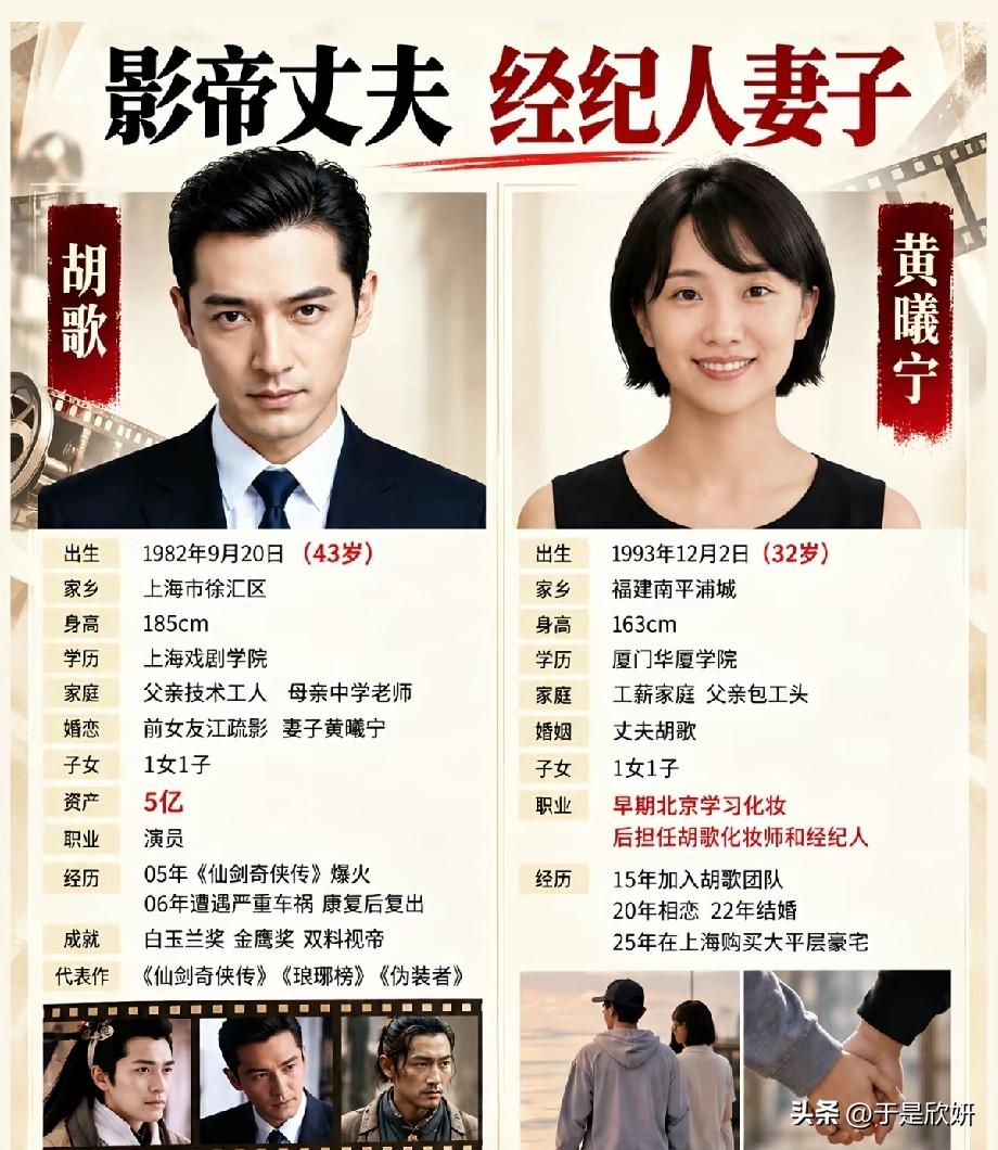 胡歌夫妇：影帝与经纪人妻子，藏在低调背后的烟火爱情
 
在满是轰轰烈烈绯闻的娱乐