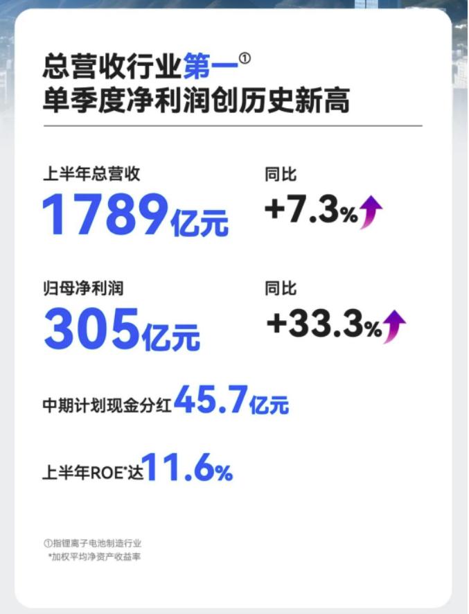 宁德时代 2025 上半年财报来啦，数据很亮眼 [666]！

- 上半年总营收