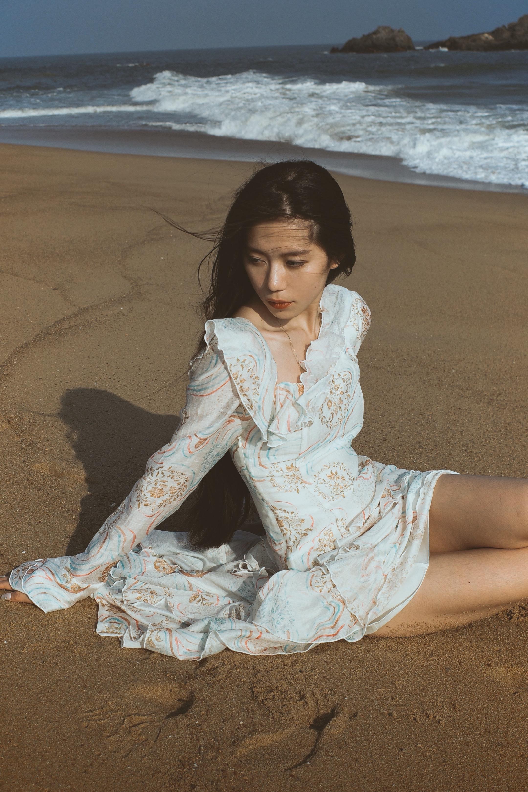 woman on the beach.