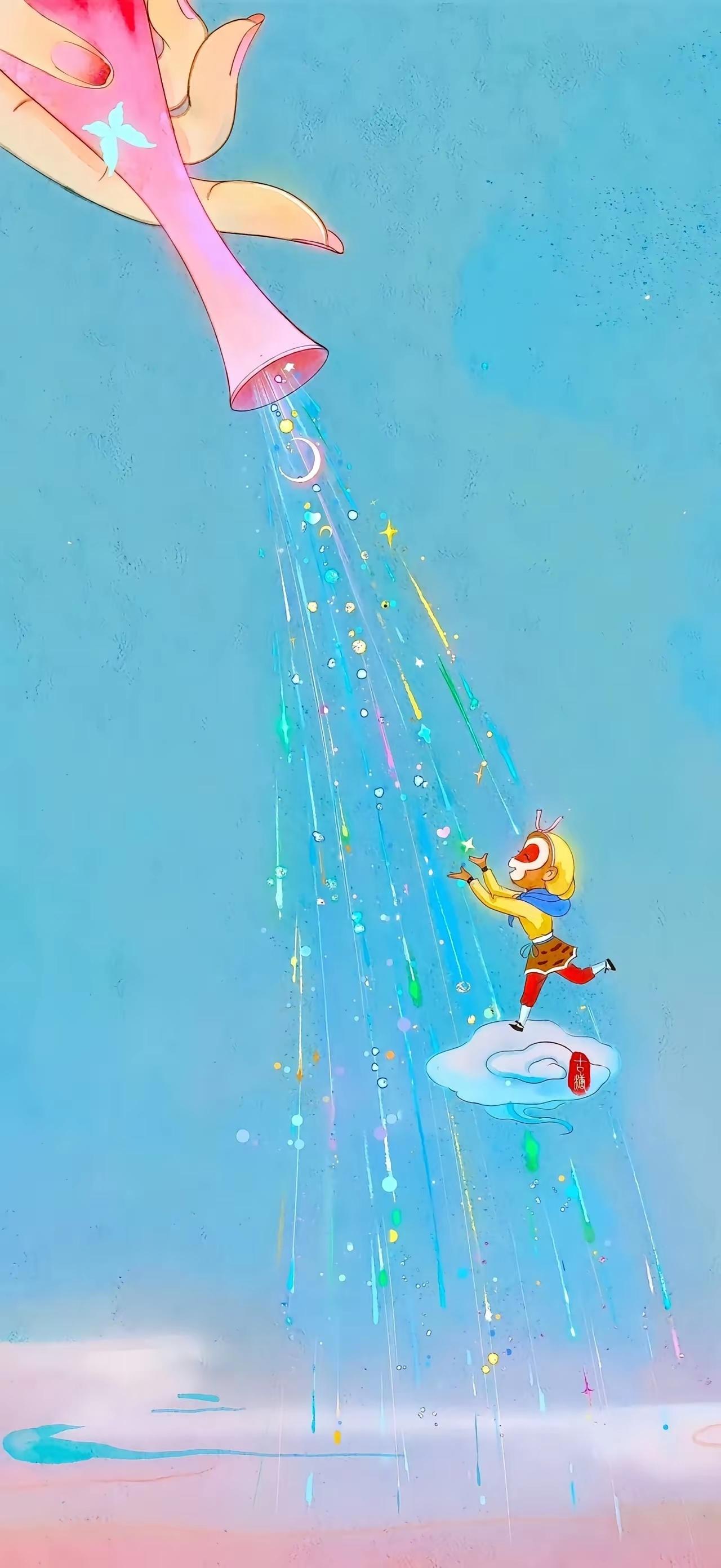 手机壁纸～云端入梦，指尖烟花绽放，星光洒落人间，每一帧都是治愈又梦幻的国风童话，