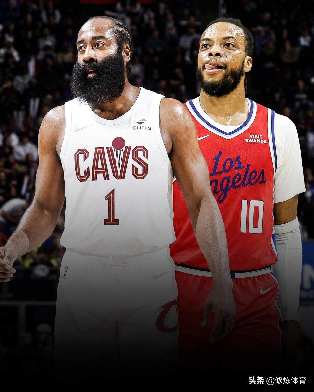 绝了！哈登和加兰交易后的数据居然如此接近：

1、哈登——36岁，加盟骑士打了1