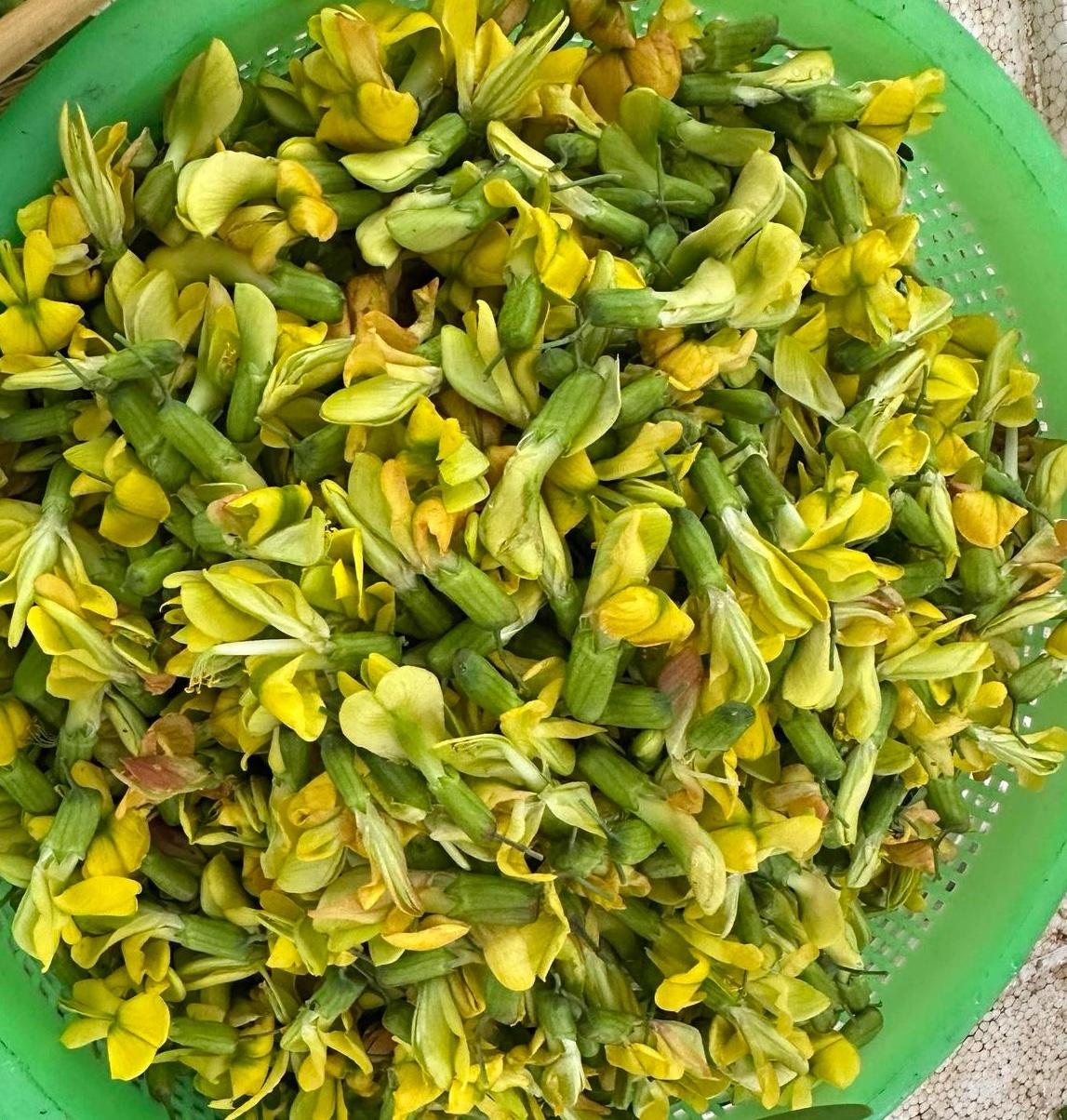 农贸市场看到有人摘了这种花来卖，说这叫做斧头花，顾名思义，它的形状还真有点像斧头