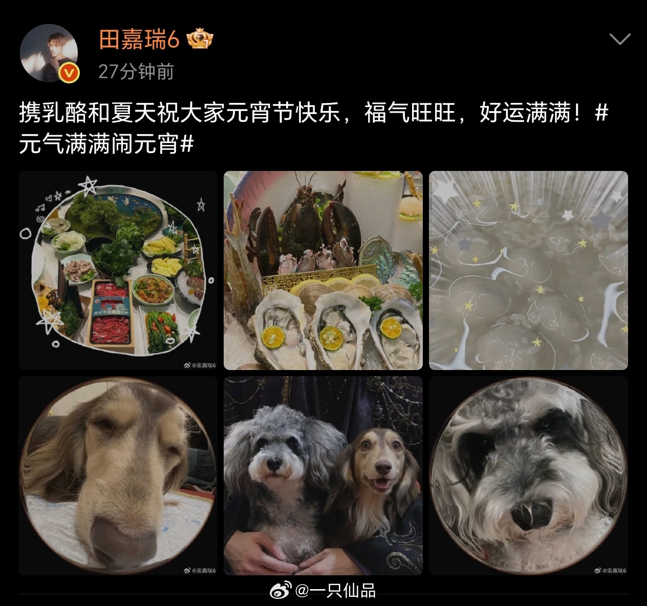 田嘉瑞空降超话，携乳酪和夏天祝大家元宵节快乐，福气旺旺，好运满满瑞瑞用最真挚的方