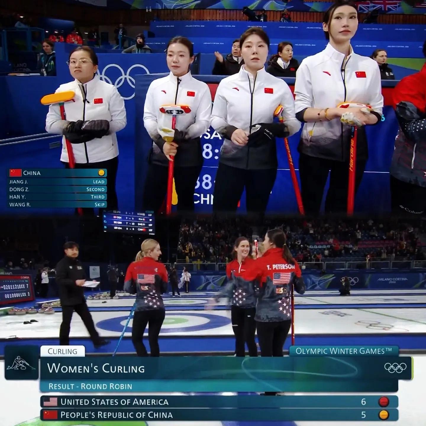 中国冰壶女队5比6美国 意难平！从5:3领先到最后一壶被绝杀，中国女壶以1分之差