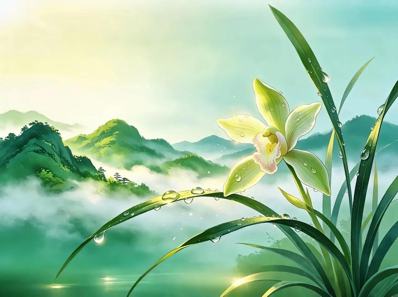 上联：兰凝露，露染青山山蕴秀
下联：竹清翠，翠沐小径径葱容