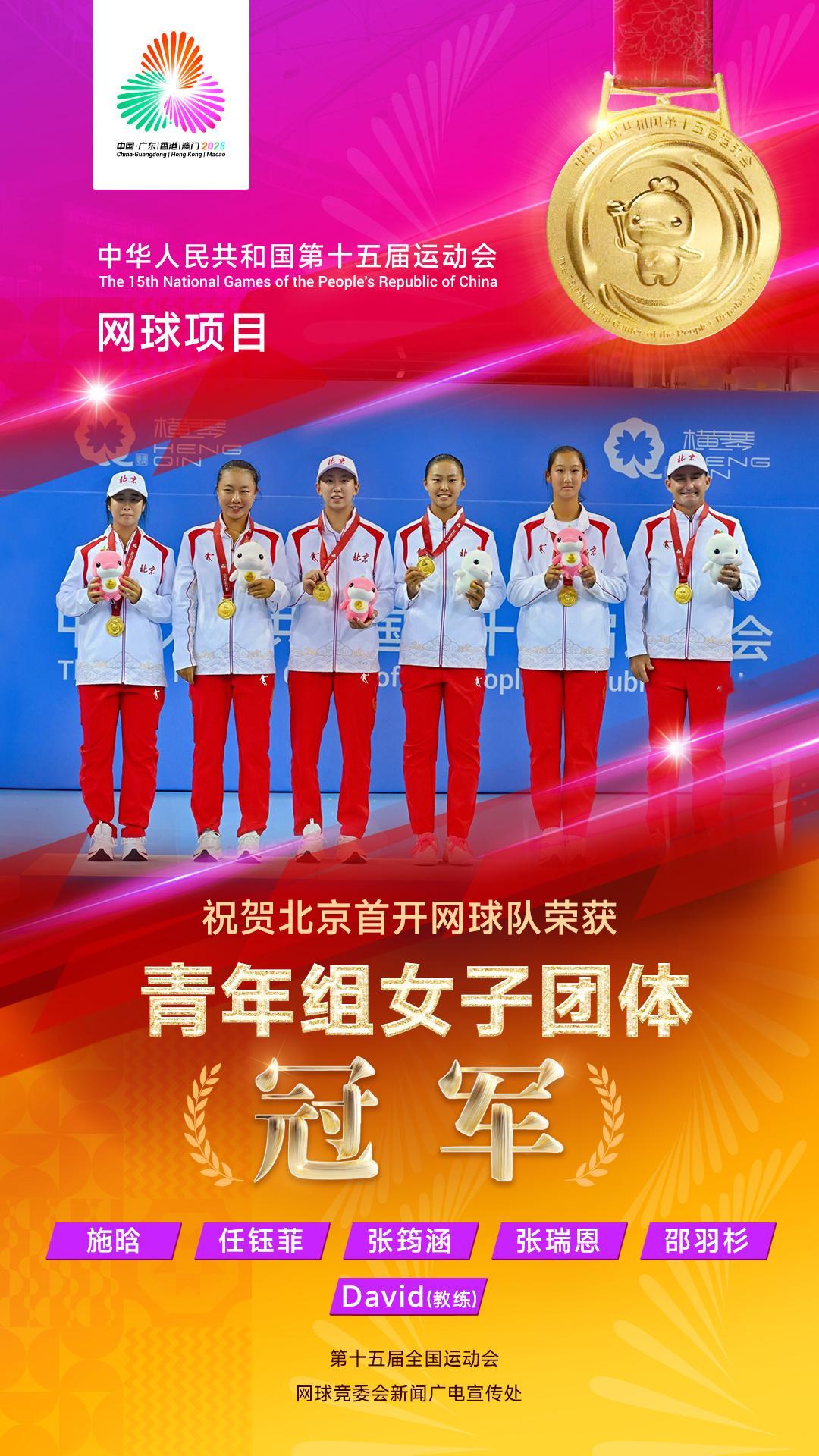 网球青年女团，北京队2-1湖北队，摘得冠军！此前男团也是北京夺冠～北京2-1湖北