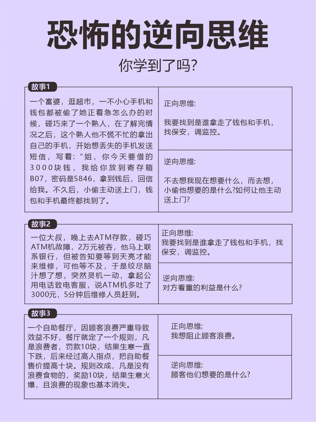 恐怖的逆向思维，你学会了吗？

正向思维：我看中的是什么？

逆向思维：对方看中