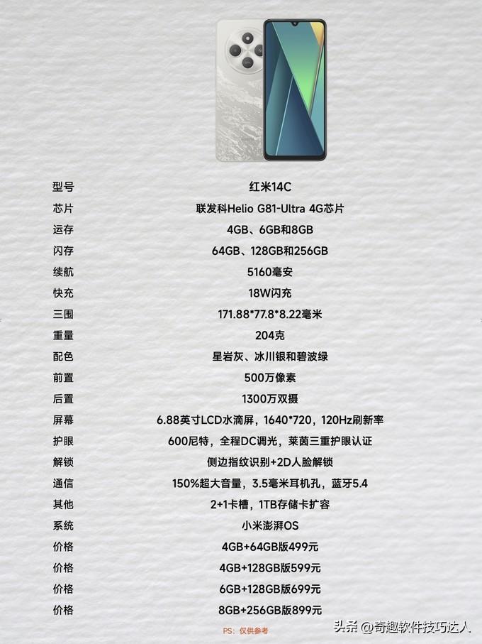 499的Redmi 14C手机，就是咱普通人，送爸爸妈妈、爷爷奶奶的最优选，人家
