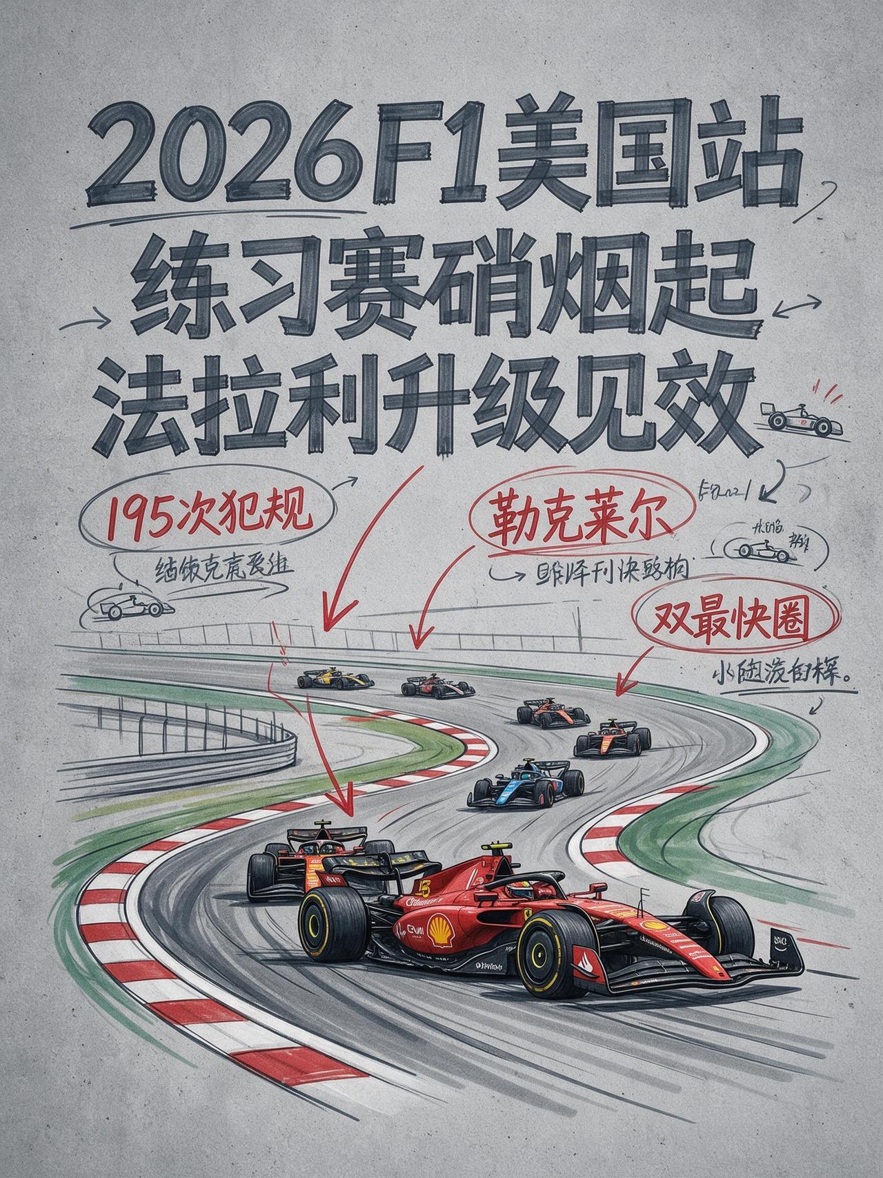 2026F1美国站练习赛硝烟四起！195次犯规疯狂刷屏，法拉利升级见效。
德州奥