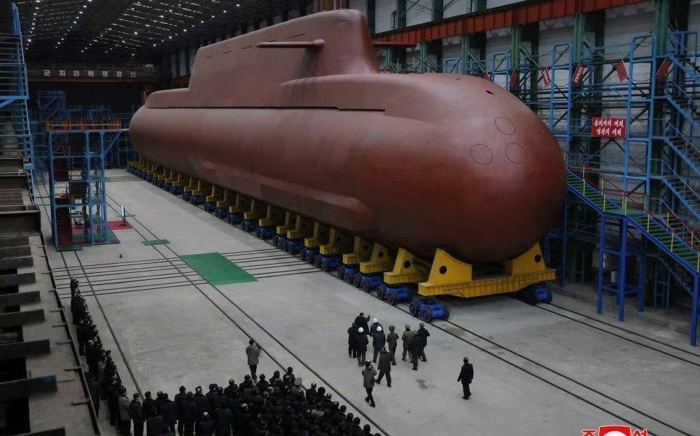 长围壳、龟背、突出的舷侧声呐，主体的战略导弹核潜艇估计和之前的常规动力的核攻击潜