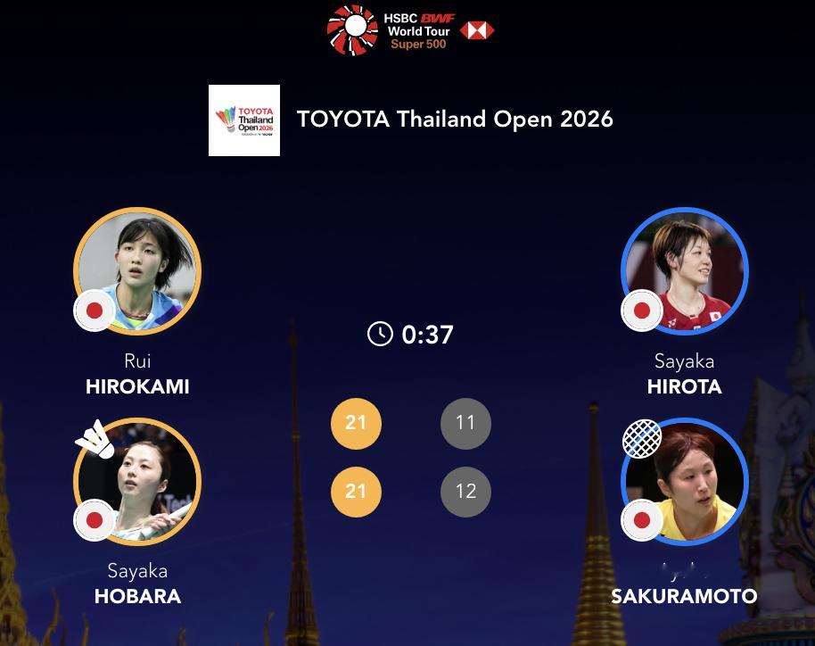 广上瑠依/保原彩夏🇯🇵 21-11、21-12 🇯🇵广田彩花/樱本绚子半