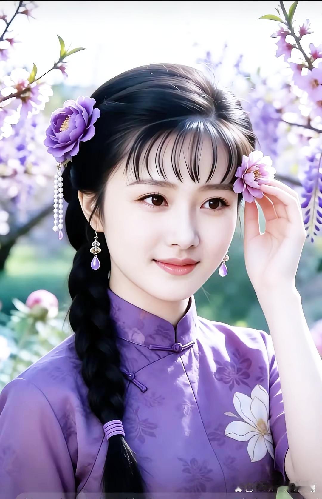 温柔古风少女，花间漫步，梦回古代