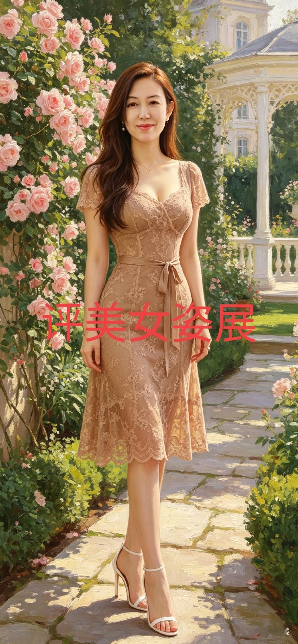 1. 花开正盛，人也温婉，谁能不钟情于这份优雅？
2. 漫步于花园之中，愿每位女