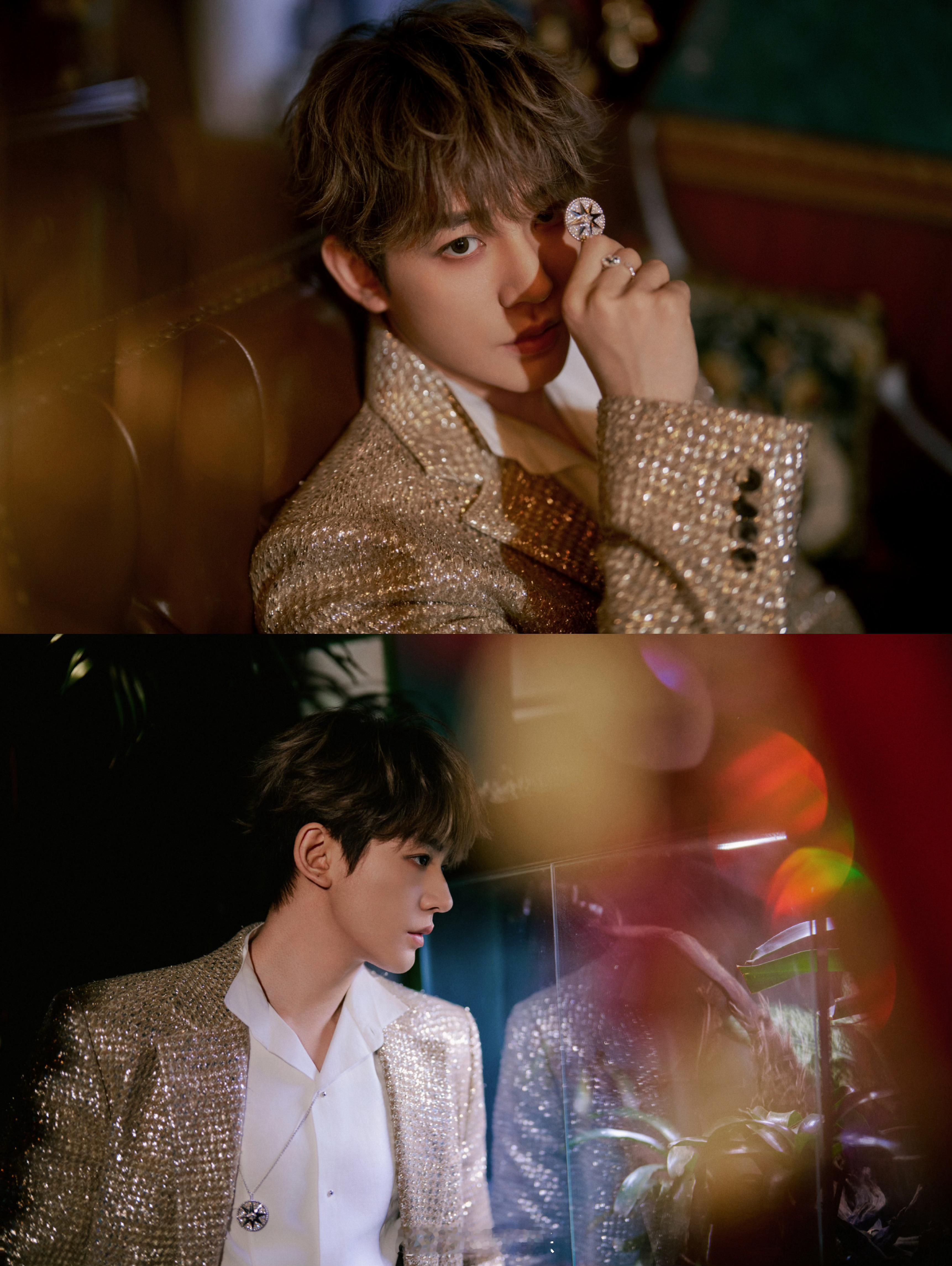 邓为北京dior活动出图邓为北京dior活动人气 邓为迪奥活动造型出图，金色大衣