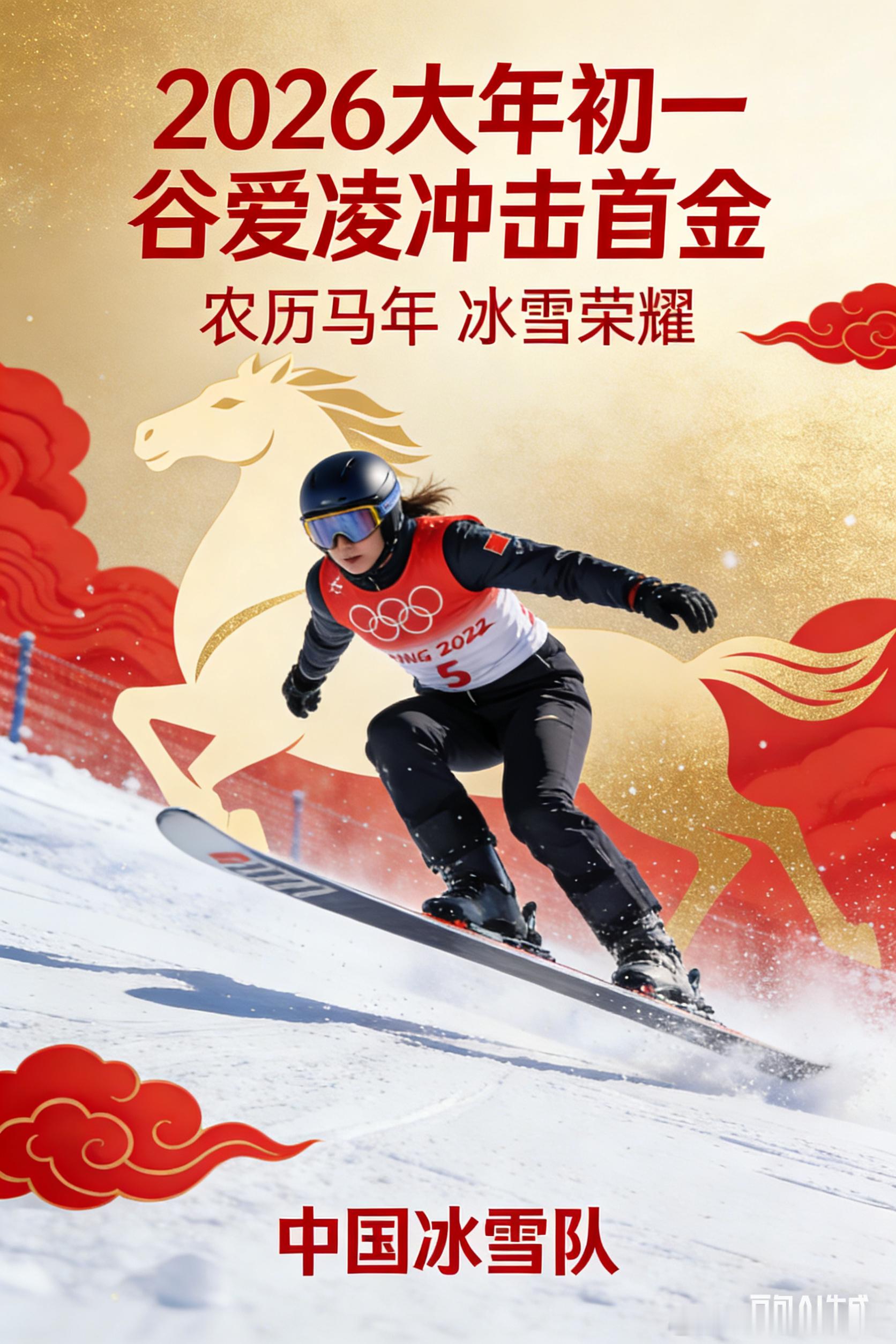 谷爱凌大年初一凌晨争金大年初一凌晨，雪山为台，梦想为翼。谷爱凌，为中国首金而战！