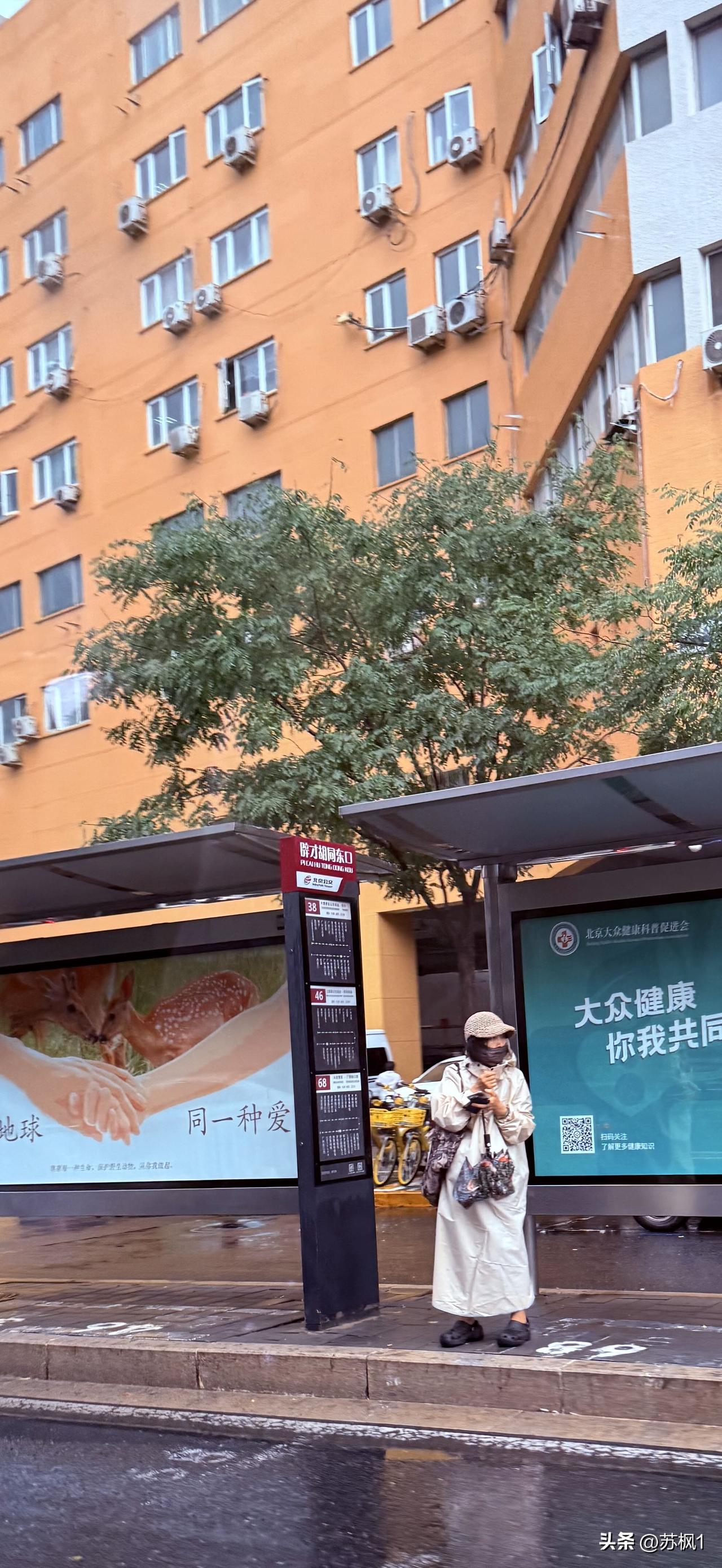 分享一下你随手拍下的照片雨中即景。北京大雨转小雨，街上行人出行方式很有生活气息，