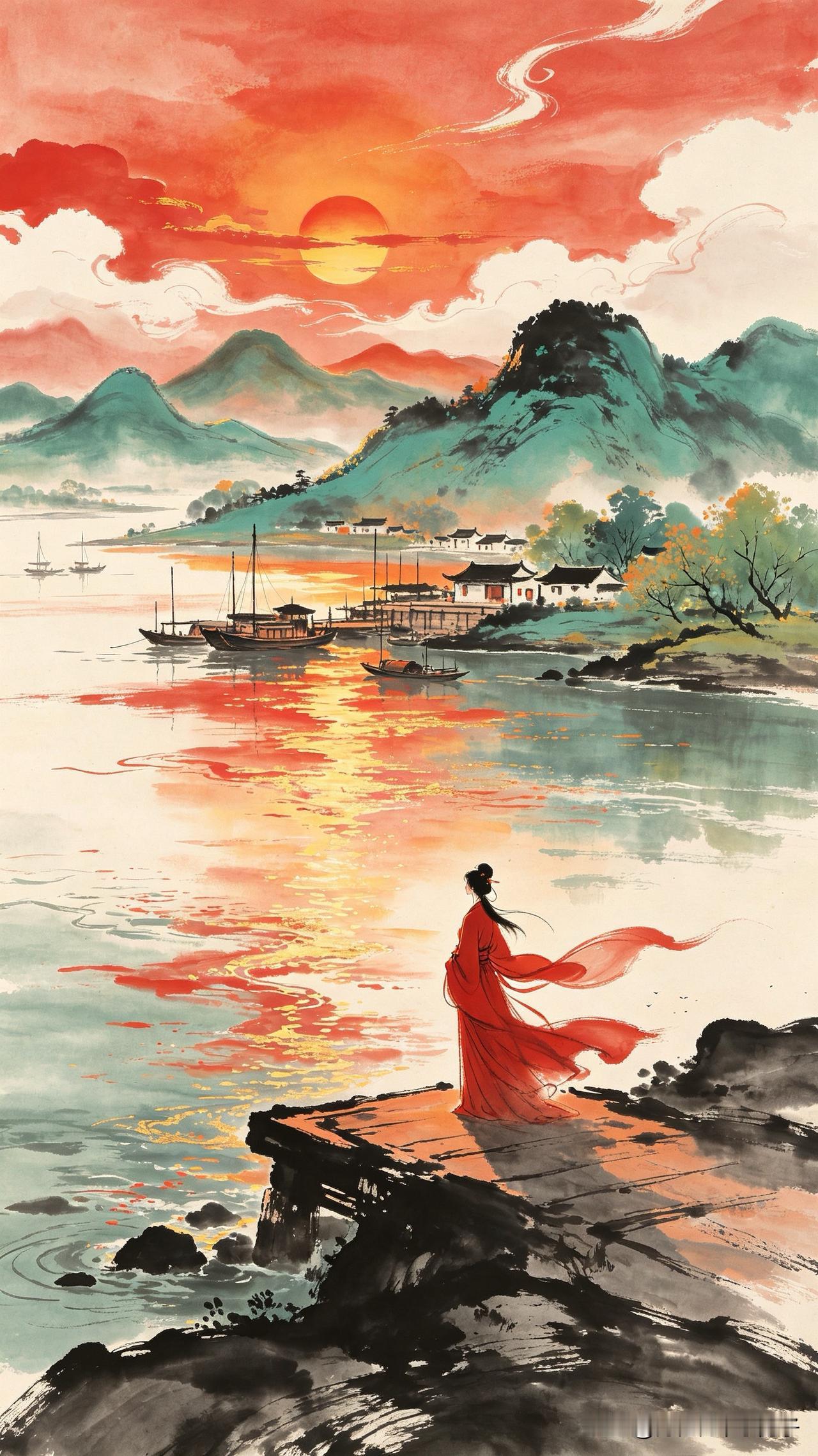 京口瓜洲一水间，
渡头落日映红颜。
王安石去诗犹在，
     
…………请师友