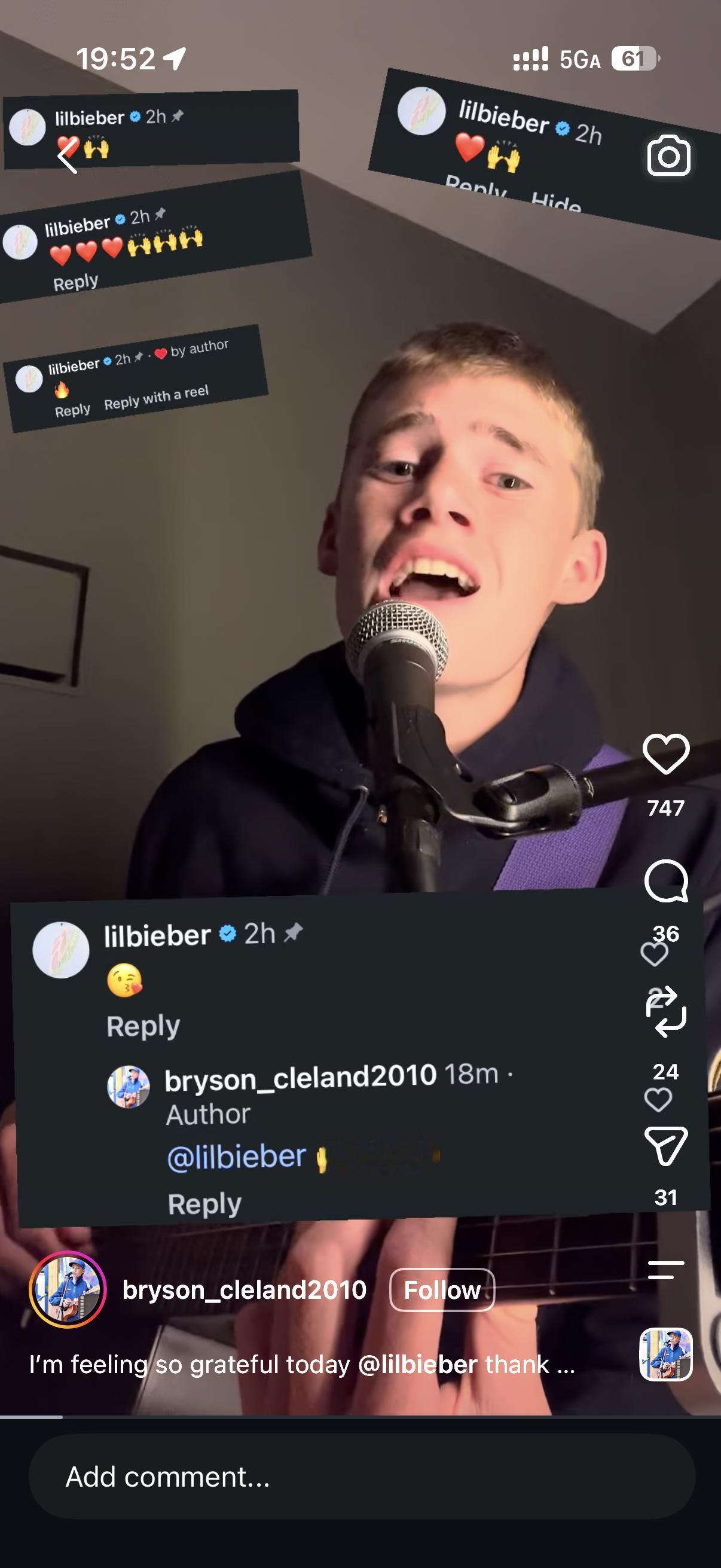 JustinBieber   贾斯汀比伯 Reels刷到一个15岁小男孩每天发自