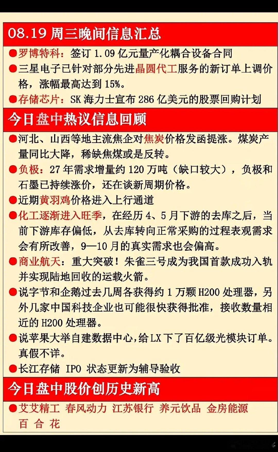 梳理一下晚间几条值得留意的消息。三星上调部分先进晶圆代工报价，幅度最高15%；S