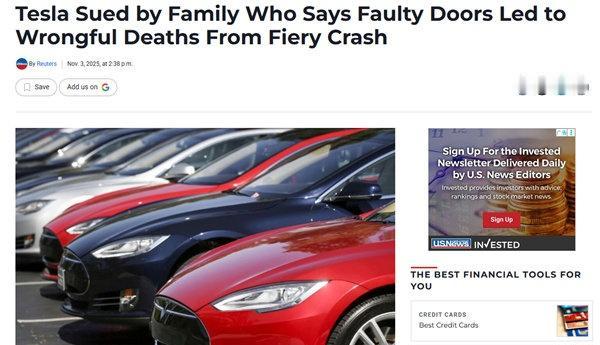 【美国一特斯拉打不开车门 5人被烧死：官方回应隐藏门把手设计】11月5日消息，因