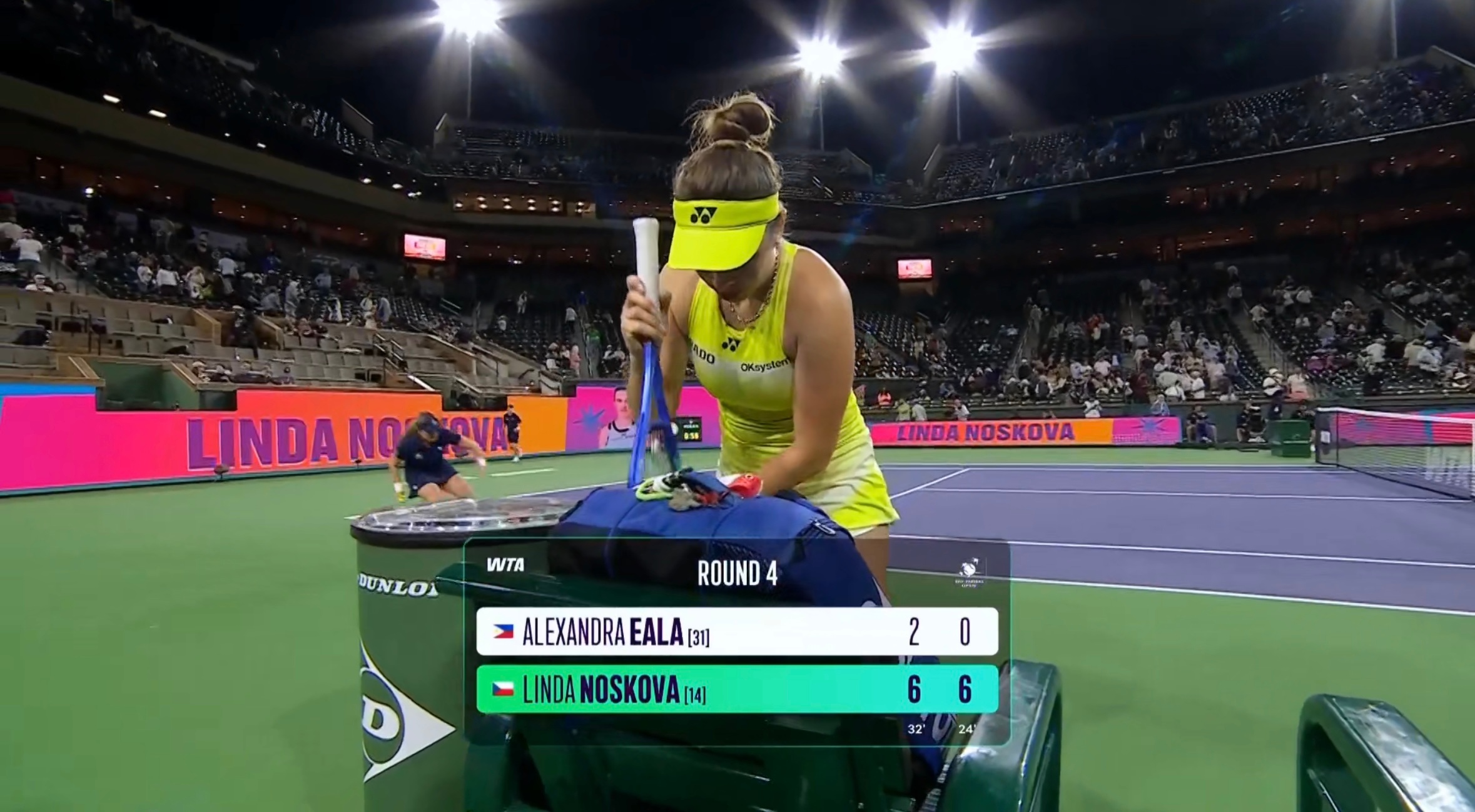 印第安维尔斯1000赛 诺斯科娃首盘3-2后连赢9局，6-2/6-0送蛋淘汰伊埃