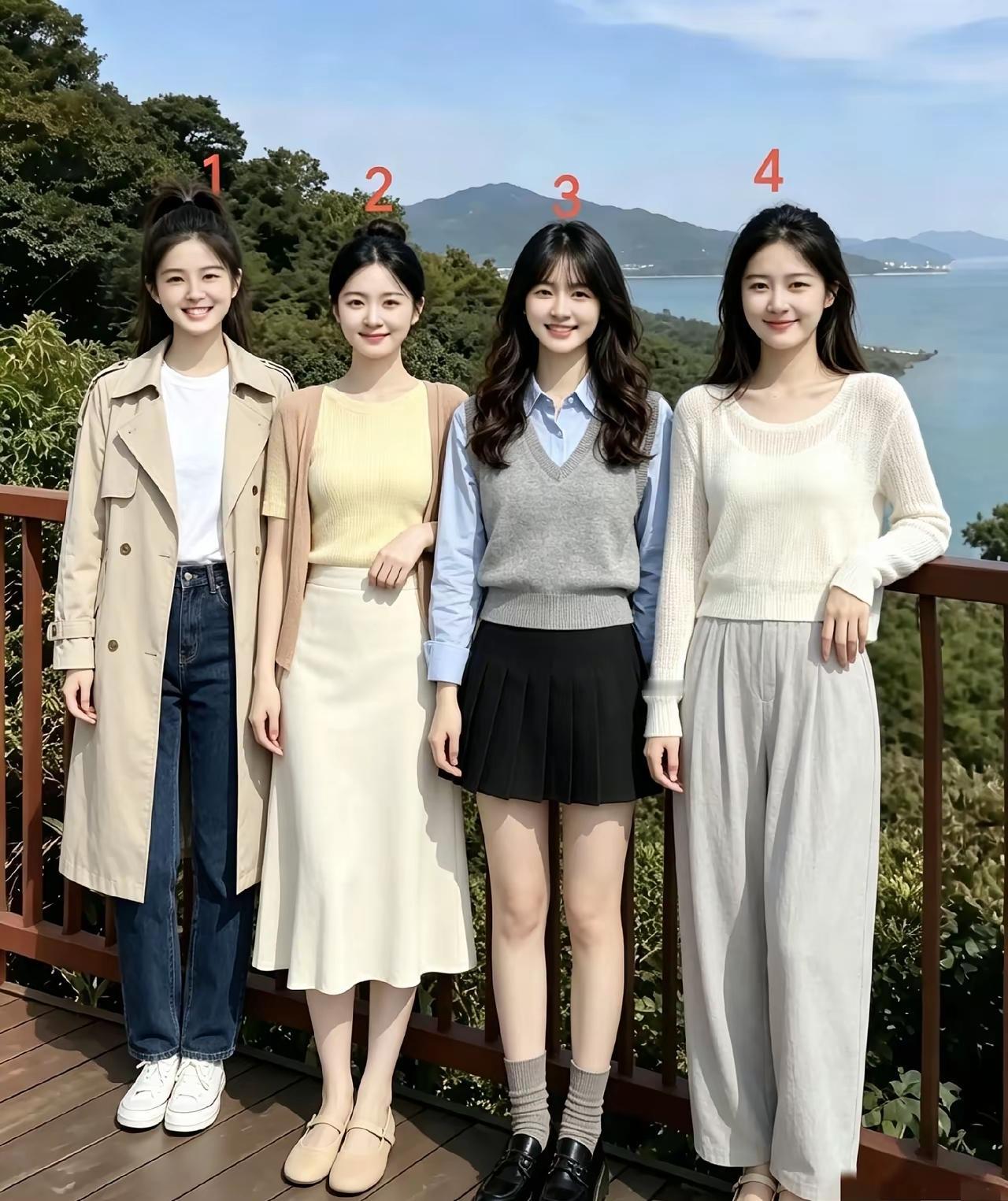 有八九成的男人都不喜欢3号美女，别看她笑的那么灿，你再仔细瞧瞧，梨形脸，不受看。