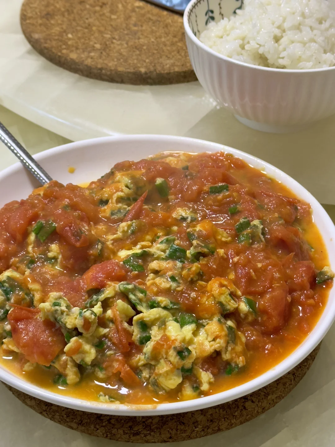 美丽的葱花番茄炒蛋诞生了