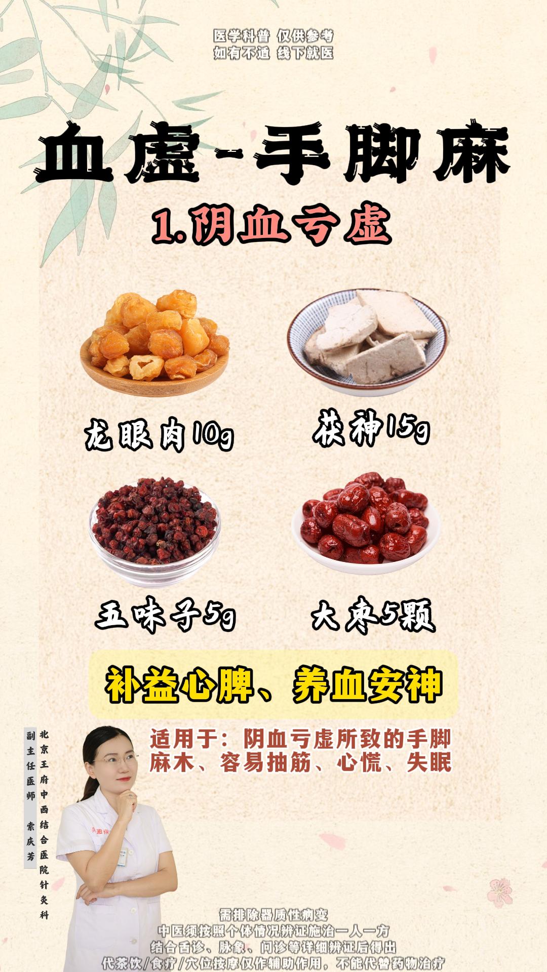 血虚、气虚、阴虚、阳虚。