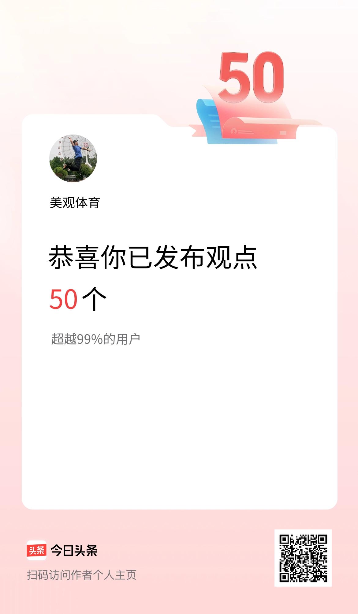 我在头条累计投稿观点50个