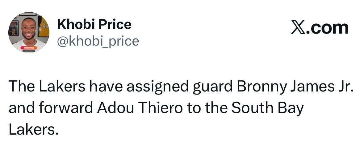 布朗尼和蒂耶罗下放南湾湖人 