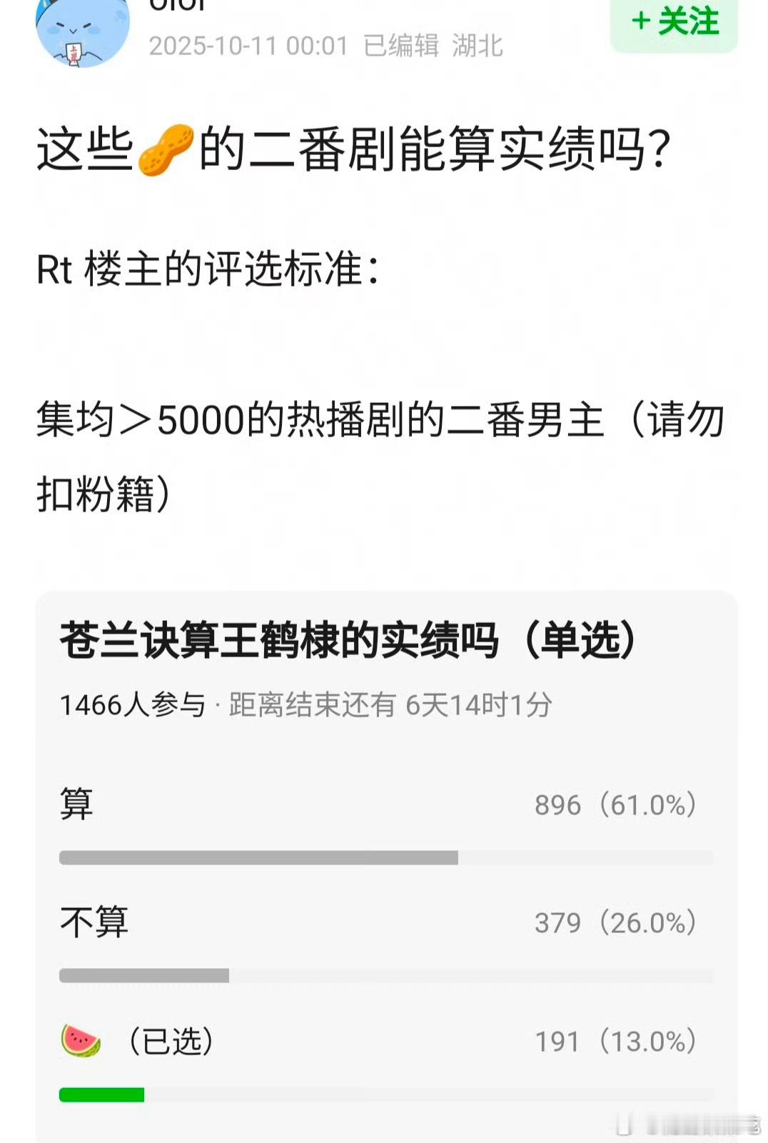 所谓的网剧不算二番实绩也就粉圈不算罢了，对于本人来说完全看角色加成，特别是之前糊
