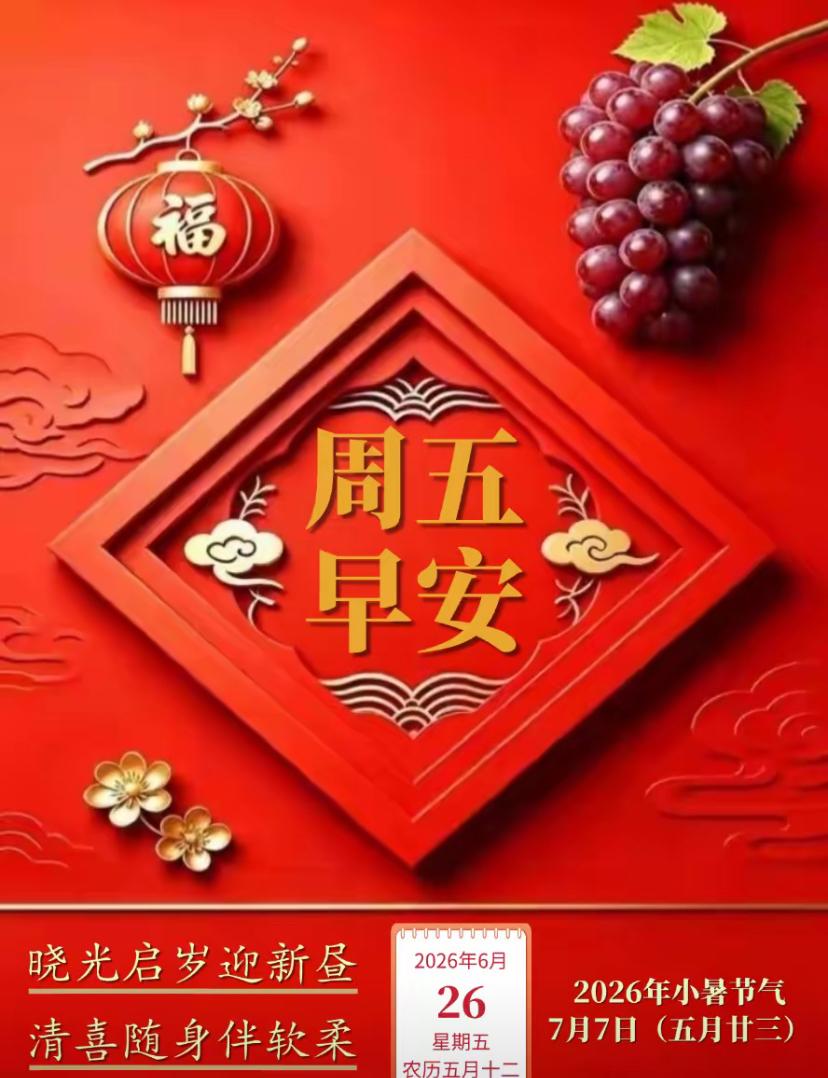🌺2026./6.26天天开心.健康是金🌺

🌈☀️朝晖初露，岁月宁和，崭